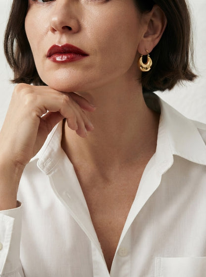 Teardrop Hoop Earrings | Chunky Gold Dome
