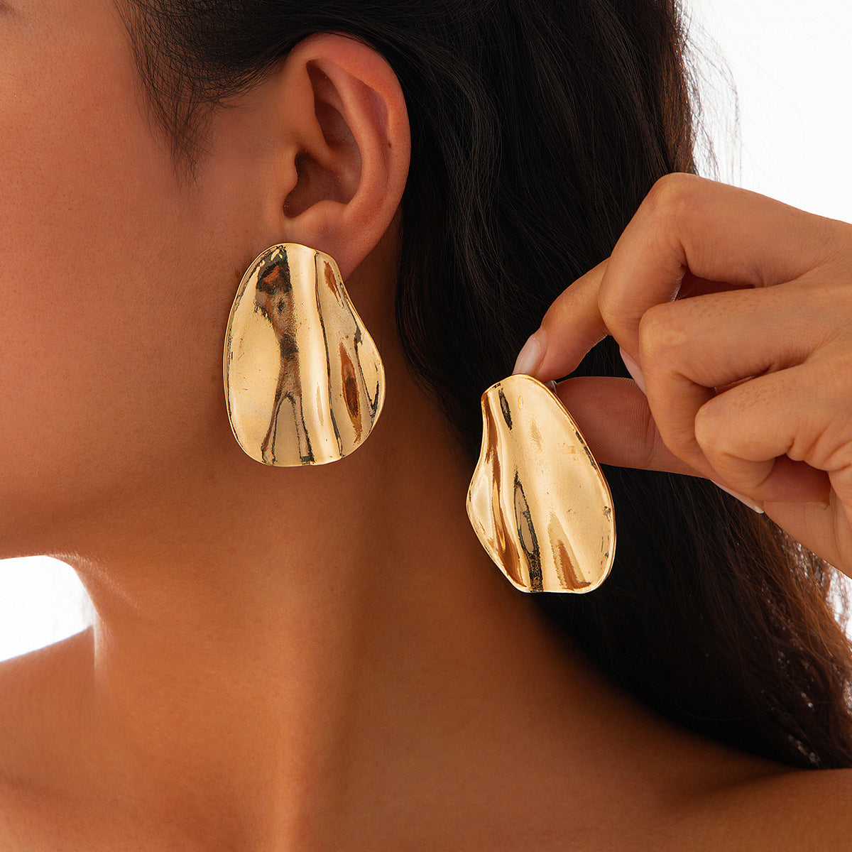 Sculptural Statement Earrings | Hollow Heart & Molten Drop
