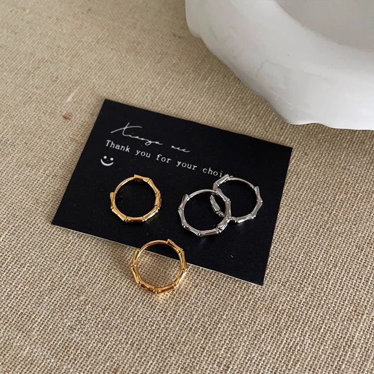 Bamboo Hoop Earrings | Gold & Silver Titanium