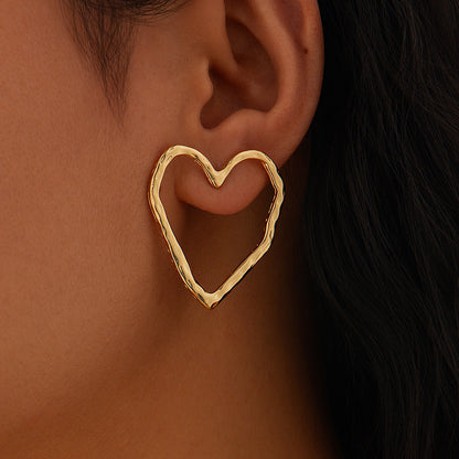 Sculptural Statement Earrings | Hollow Heart & Molten Drop