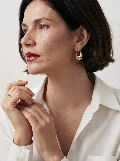 Teardrop Hoop Earrings | Chunky Gold Dome