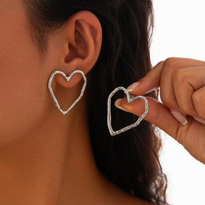 Sculptural Statement Earrings | Hollow Heart & Molten Drop