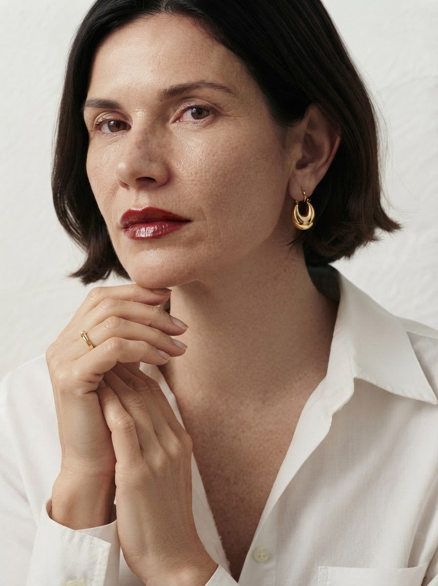 Teardrop Hoop Earrings | Chunky Gold Dome