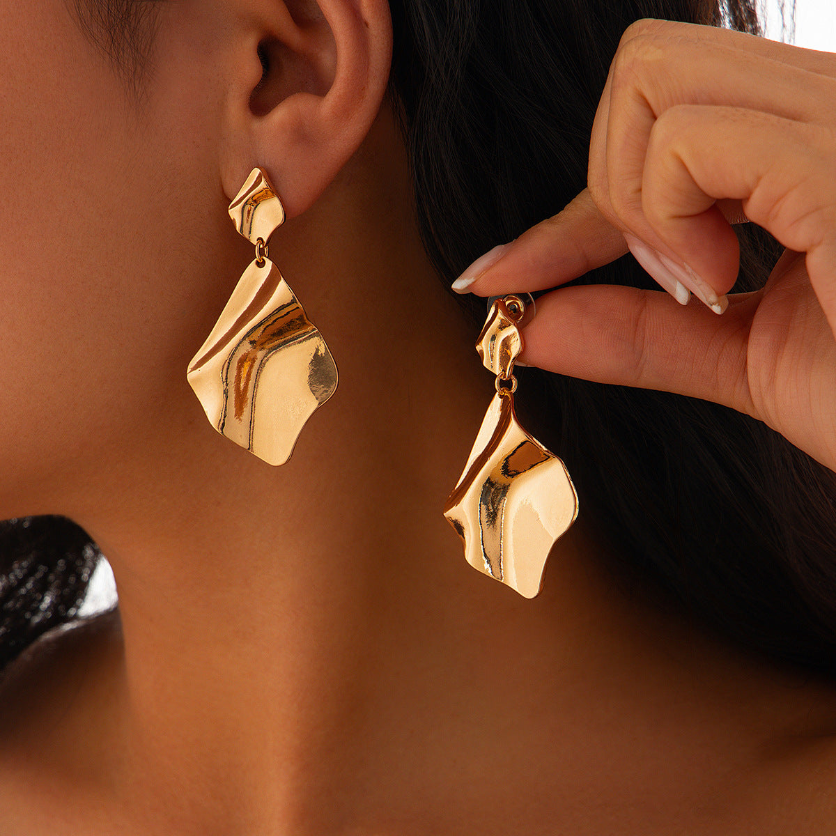 Sculptural Statement Earrings | Hollow Heart & Molten Drop