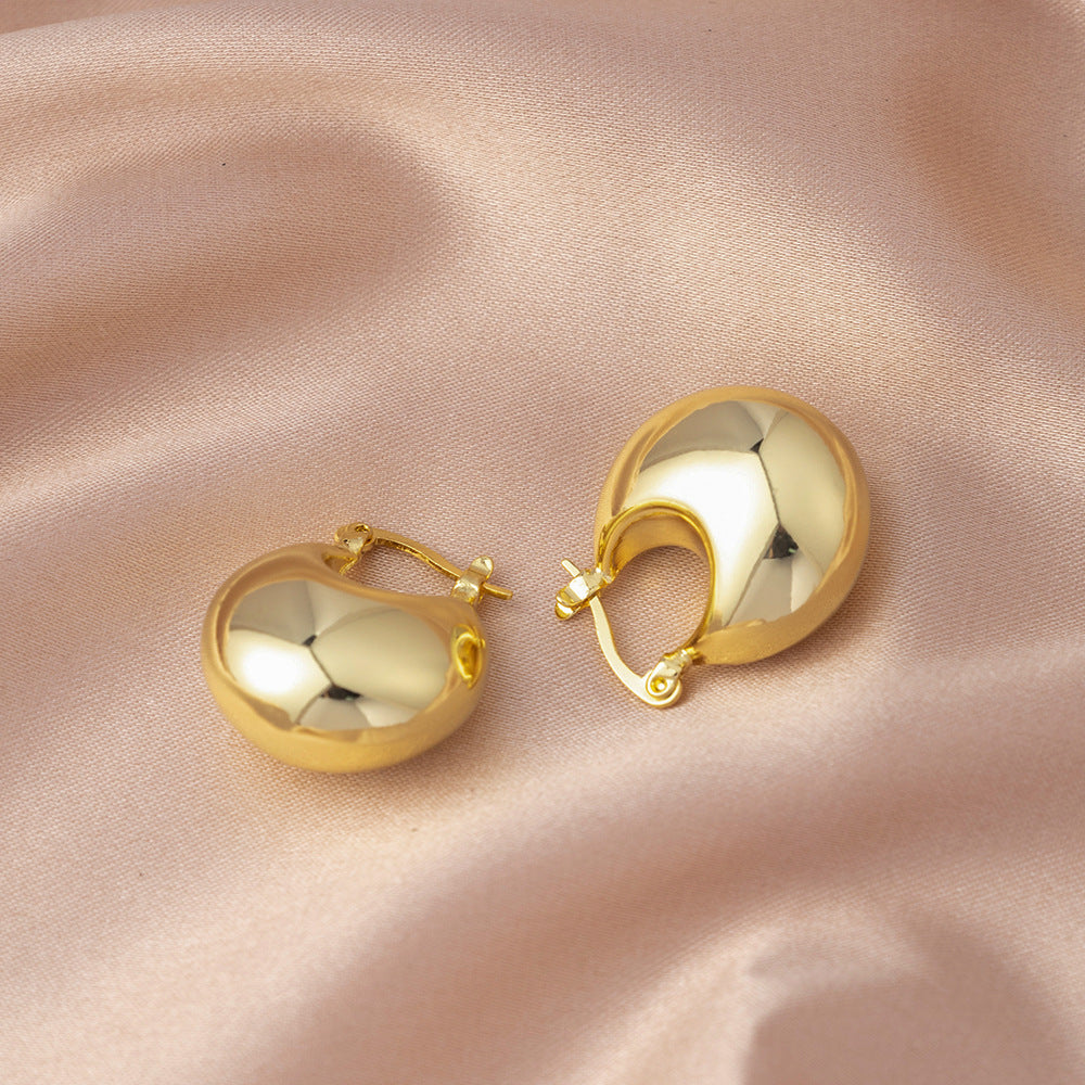 Teardrop Hoop Earrings | Chunky Gold Dome