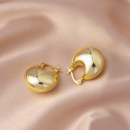 Teardrop Hoop Earrings | Chunky Gold Dome
